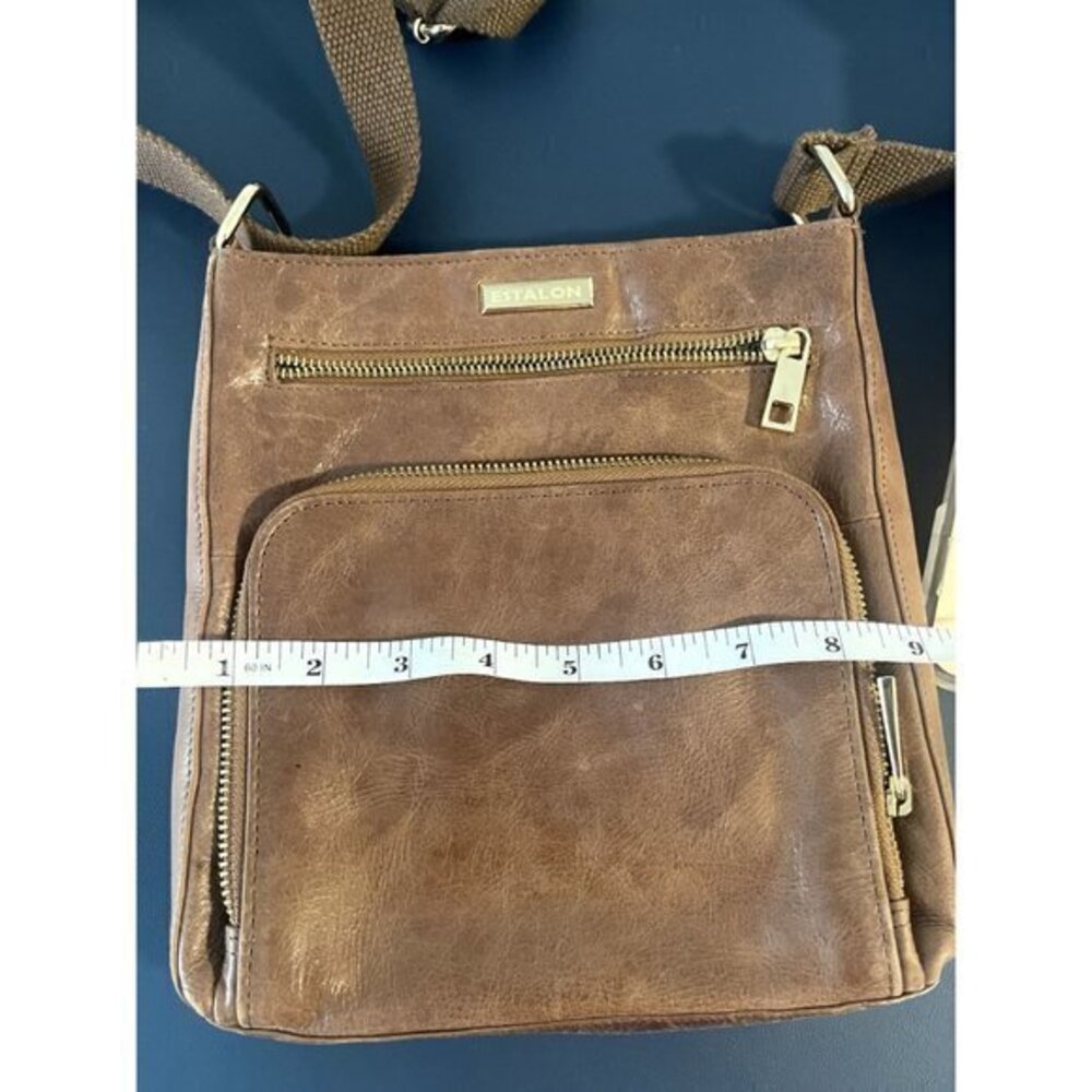 ESTALON LADIES BROWN LEATHER CROSSBODY BAG WITH ADJUSTABLE STRAP ‎ EUC   A-202 - Picture 8 of 8